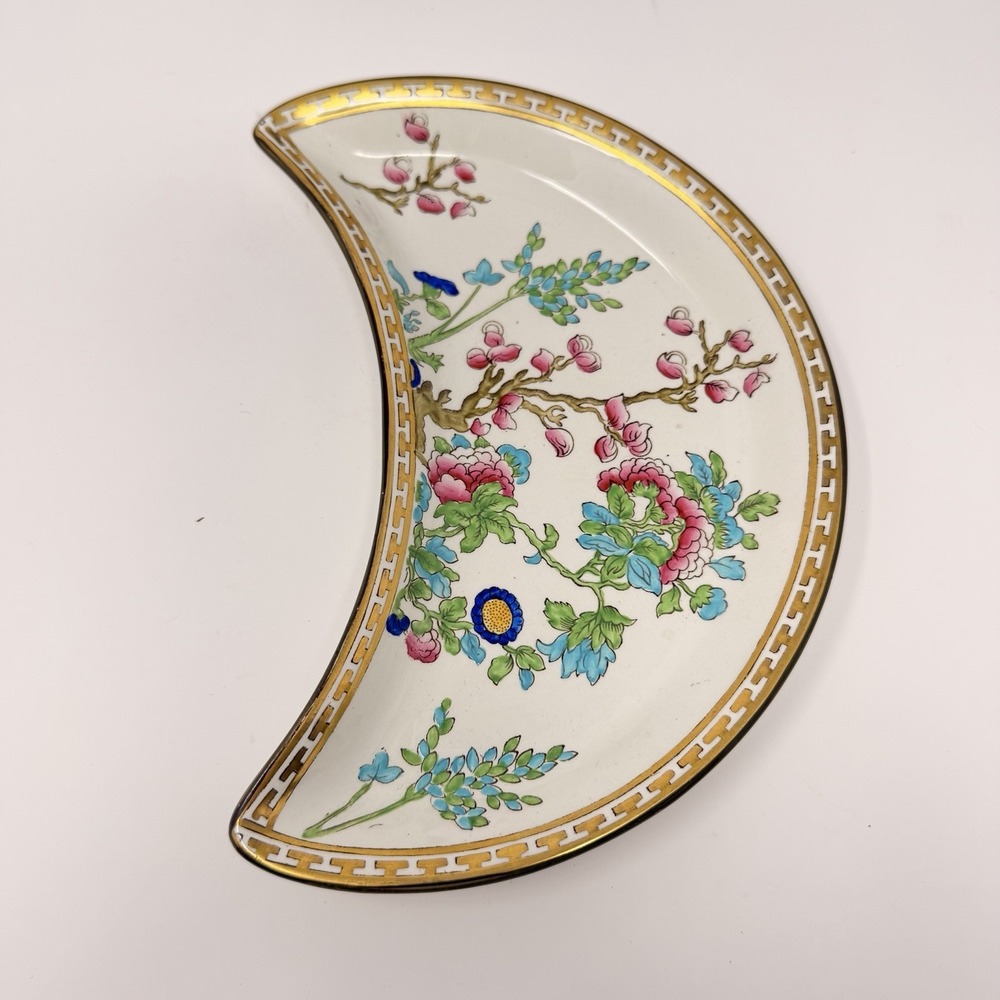 Vintage India Tree Medina Shape 8" Crescent Dish‎ English Transferware - Picture 6 of 9